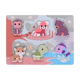 Jouéco The Wildies Family feel and touch puzzle