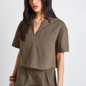 Boohoo Twill Turn Up Cuff Short (Women's)