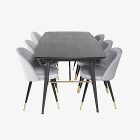 Venture Home Gärdet Matgrupp Valletta Svart MDF Polyester Stål 180x85 cm