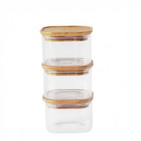 Pebbly Set Of 3 Storage Jar 50cl Glass Pkv-034