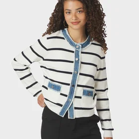 Neo Noir Zelma Stripe Denim Cardigan (Kvinners)