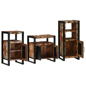vidaXL Badrumsmöbelset 3 pcs Flerfärgad Solid Återvunnet Trä 3305627