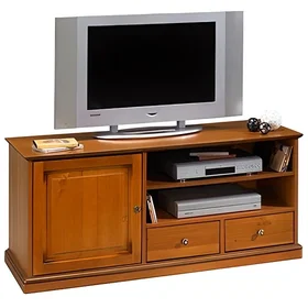 BEAUX Meuble TV 2 tiroirs 2 étagères 134.9x46.5x58.7cm