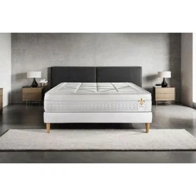 LITIER DELUXE Vitt Kit Boxspring Ensemble 160x200cm Fjäderkärna Minnesfoam