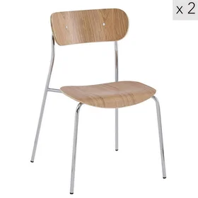 Nordlys Industrial Metal Wood Dining Chair 2-Pack