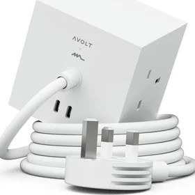 Avolt Square 1 5-Socket Power Strip with USB 1.8m