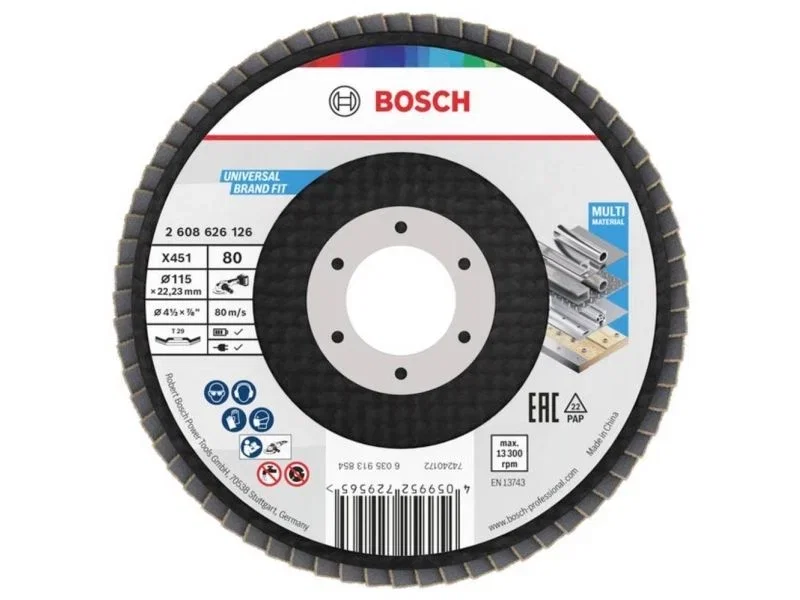Bosch Flap Disc 125x6x22.23mm 40 Grit 15-pack 2608626175