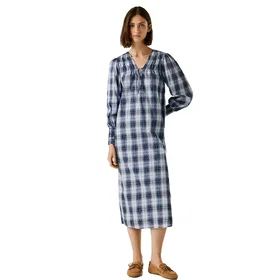 Pepe Jeans Bianc Long Sleeve Midi Dress Panel Embroidery