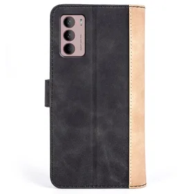 To-farvet Läder Flip Case för Motorola Moto G42