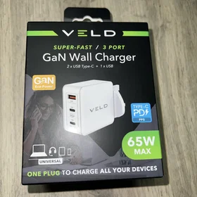 Veld VHG65JW 3-port USB Wall Charger Power Delivery PPS Quick Charge 3.0 65W