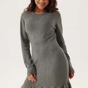 Vila O-neck L/S Frill Knit Mekko