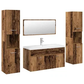 vidaXL 5 Piece Bathroom Furniture Set Old Wood Engineered Wood Brun 3328919