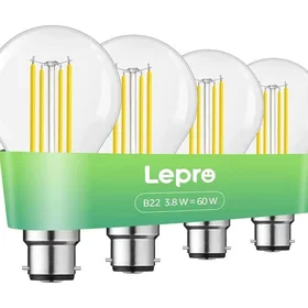 Lepro 100093-WW-UK-4 Filament LED B22 Clear 3.8W 4-pack