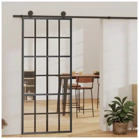 vidaXL Sliding Door with Hardware Set ESG Glass&Aluminium 90x205 cm