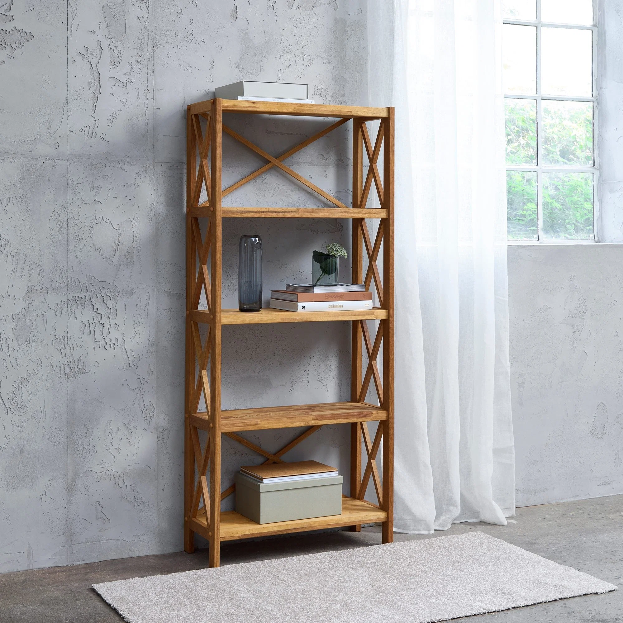 Bella & Bastian X-shelves Bookcase 161x70x30cm