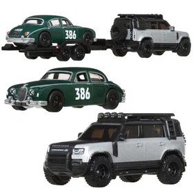 Hot Wheels Premium Car Culture Team Transport Jaguar MK1 2023 Land Rover Defende