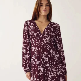 Noella N-Lilith Maxiklänning Vinröd Mönster