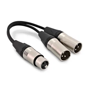 Gear4music Essentials Dual XLR (F) - XLR (M) Splitter Cable 0.15m 2XLRF-1XLRM