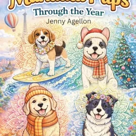 Mandela Pups Through The Year Färgläggningsbok