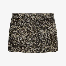 Mango Leopard Print Bomull Mini Skirt