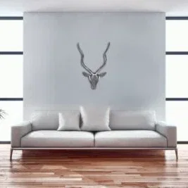 Finebuy Cerf Décoratif Bois S Deisgn Bois en Aluminium 33cm Décoration Murale