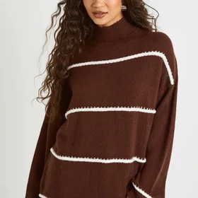 Boohoo High Neck Seam Detail Knit Jumper (Women's)