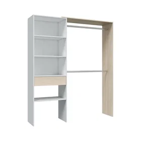 Dmora Armoire Ouverte Blanche et Chêne 158x40x187 cm Aggloméré