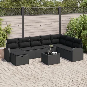 vidaXL Ensemble de canapé avec coussin et rangement 9 Pièces 3359142