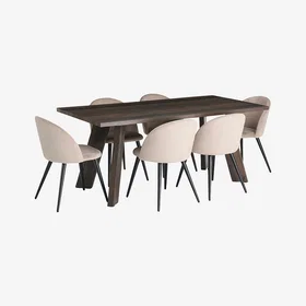 Ellos Home Country Matgrupp med 6 stolar Brun 180x90x76 cm