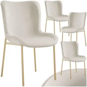 TecTake Tessa Dining Chair Velvet Beige/Gold 4-Pack