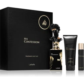 Lattafa His Confession Gift Set (100ml fragrance, 12ml fragrance, Shower Gel)
