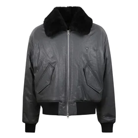 AMI Læder Zipped Jacket (Miesten)
