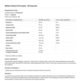 BeKeto Complexe de vitamines B 60 Capsules