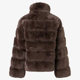 Bubbleroom Faux Fur High Collar Coat (Dame)