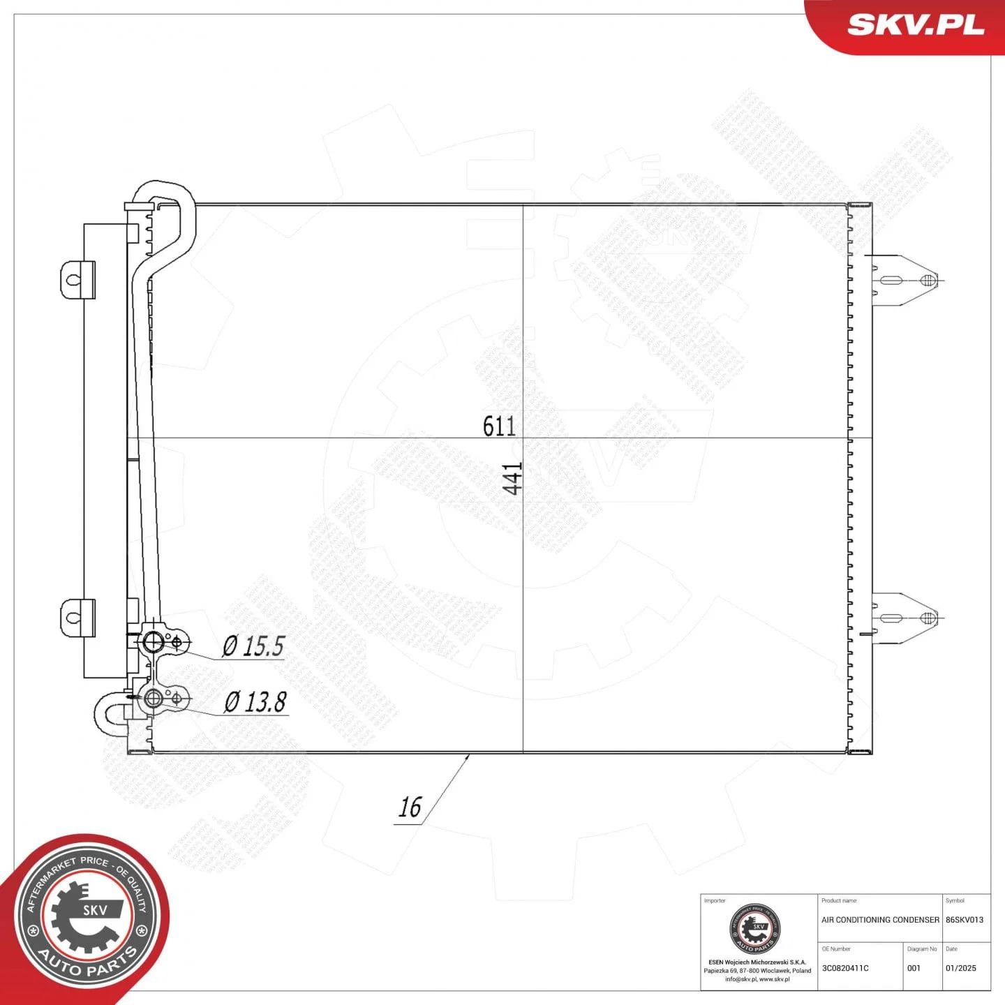 Esen SKV A/C Condenser 86SKV013