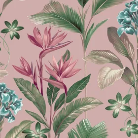 Belgravia Oliana Floral Tropical Palm Leaves Flowers Wallpaper
