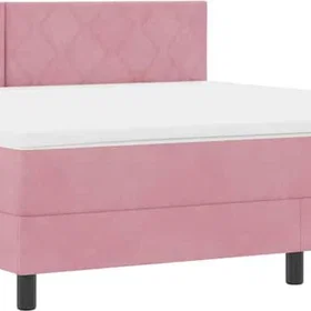 vidaXL Box Spring Bed with Mattress & LED Pink 180x200 cm Velvet