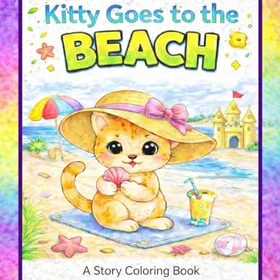 Kitty Goes To The Beach Färgläggningsbok