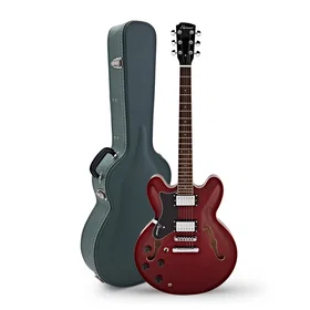 Hartwood Revival Guitare Semi-Acoustique Gauche Cherry Red