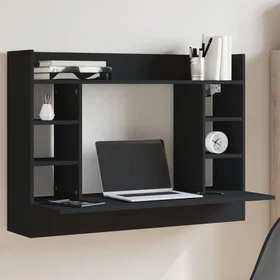 vidaXL Vægmonteret skrivebord sort (105x48x75)cm