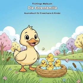 Die Entenfamilie: Eine Frühlingsgeschichte und Malbuch för Vuxna och Barn