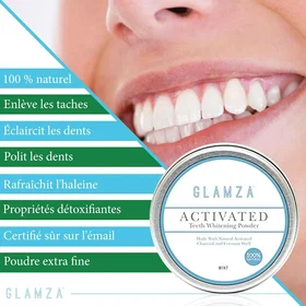 Glamza Activated Charcoal Tooth Powder Carbon Mint 15g