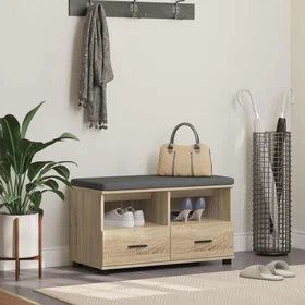 vidaXL Sonoma Oak Hall Bench with Cushion with Drawer 80x38x46cm