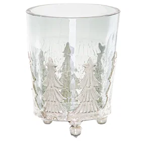 Hill Interiors Noel Collection Small Christmas Tree Crackled Candle Holder