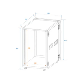 Roadinger 18U 57cm x 57cm med hjul