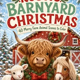 Merry Rustic Barnyard Christmas Farm Animal Scenes to Color Färgläggningsbok
