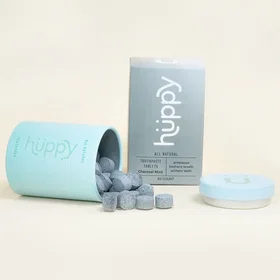 Huppy Hydroxyapatite Charcoal Natural Xylitol Toothpaste Tablets 62pcs