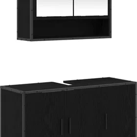 vidaXL Badrumsmöbelset 2 pcs Svart Konstruerat Trä 90 x 33 x 60 cm 3402389