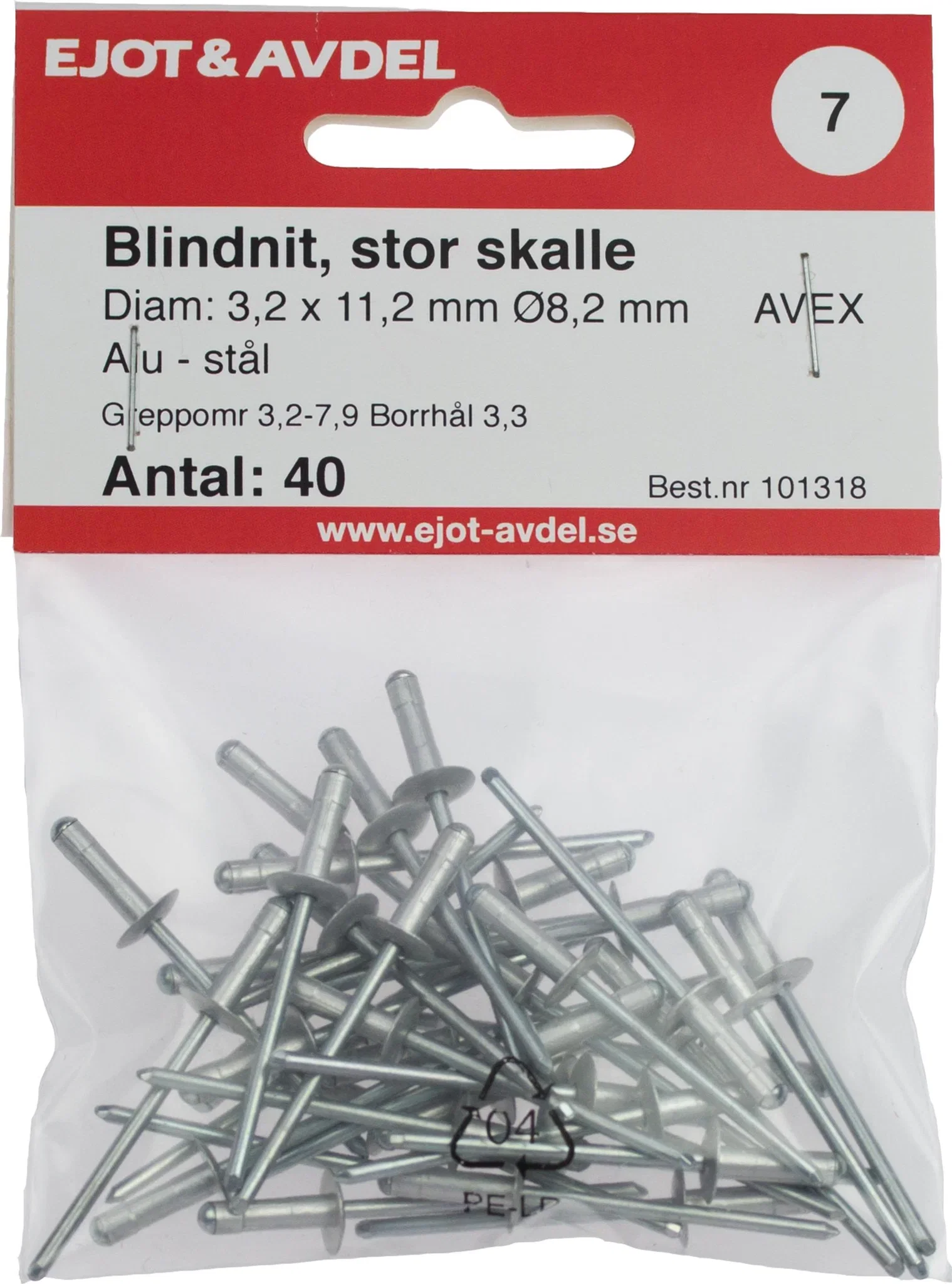 Ejot Blind Rivet 3.2x11.2mm 40pcs 101318