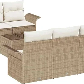 vidaXL Garden sofa set with cushion 6 pcs Beige, Cream 55 x 55 x 37 cm